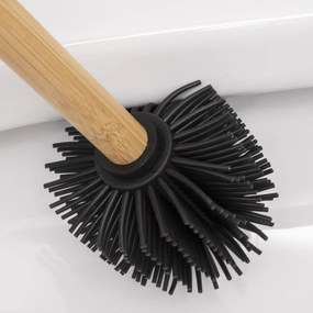 Erga Bambo, WC kefa so silikónovou hlavou a bambusovou rúčkou, 34 cm, čierna / bambus, ERG-YKA-V.WCZ BAMBO-SILKA