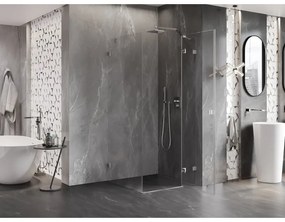 Mexen Lunar, 1-krídlový sprchový kút, pravý, 70 x 70 cm, 8mm číre sklo, brúsená oceľ profil, 834-070-070-97-00-P