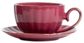 Šálka MINA s podšálkou, bordová 730627 250 ml