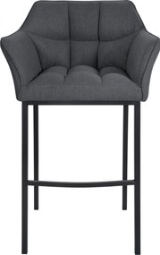 Barová stolička Damaso B - filc, čierny 4-nohý rám - Sivá