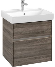 VILLEROY &amp; BOCH Collaro závesná skrinka pod umývadlo, 2 zásuvky, s LED osvetlením, 554 x 444 x 546 mm, Stone Oak, C008B0RK