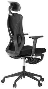 Ergonomická kancelárska stolička ZANE s podnožkou — sieťovina/látka, čierna
