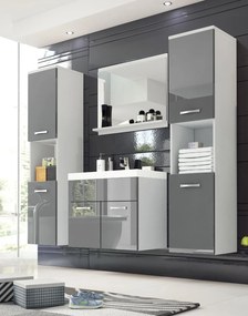 Súprava kúpeľňového nábytku Montreal XL sivá lesklá/biela
