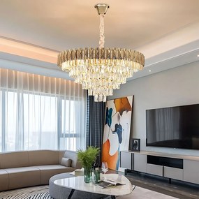 Toolight Toolight, závesné krištáľové svietidlo 80cm, 12xE14, G061-CP, zlatá, OSW-08995