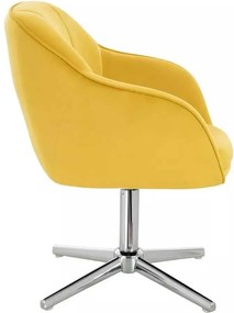 LuxuryForm DESIGN Stolička AVOLA VELUR na striebornom kríži - žltá