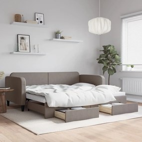 Rozkladacia denná posteľ so zásuvkami sivohnedá 90x200 cm látka 3196855