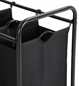Kôš na prádlo, 3 odnímateľné priehradky, 81,5x77x41cm, čierny