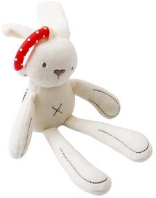 KIK KX7609_2 Plyšový králik s hrkálkou 28 cm