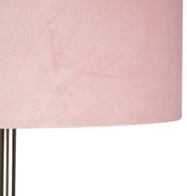 Stojacia lampa oceľová s ružovým tienidlom 50 cm - Simplo