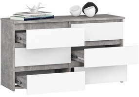 Komoda CL 100 cm 6 zásuviek betón/biela
