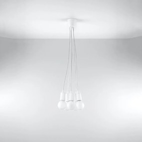 Závesné svietidlo Diego 5, biele telo svietidla