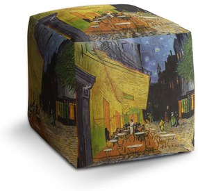 Sablio Taburet Cube Terasa kaviarne v noci - Vincent van Gogh: 40x40x40 cm