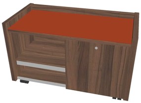 Mobilný kontajner Verno 100 x 50 cm so sklom, pravý, orech / oranžová