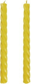 TWISTED Sada lesklých sviečok 2 ks 25,5 cm - sv. žltá