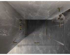 Mexen Lunar-F Duo, skladací sprchový kút 95 x 90 cm, 6mm číre sklo, zlatý matný profil, 836-095L-090P-55-00