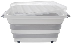 Skladací úložný box s vekom, KEMP, 30 l - 54 x 39 x 28 cm