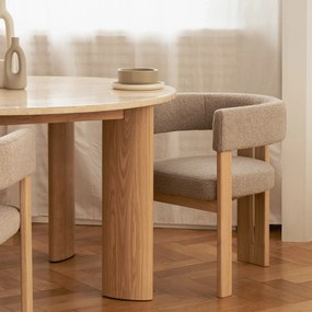 Jedálenský stôl Rimley 130 cm z masívu jaseň/travertín