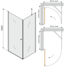 Mexen PRETORIA sprchovací kút 60x50cm, 6mm sklo, chrómový profil-číre sklo, 852-060-050-01-00