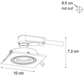 Sada 6 moderných zapustených bodových svetiel Gunmetal GU10 50mm okrúhle naklápacie - Qure