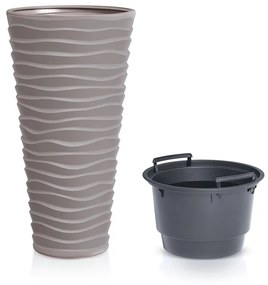 Vysoký plastový kvetináč DPSA400 38,7 cm - mocca