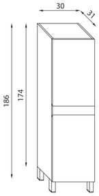 Kúpeľňová skrinka KENWOOD 186 cm biela