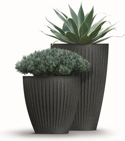 Vysoký kvetináč LATIE ROUND II 40 cm granitovo čierny
