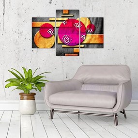 Abstraktný obraz s historickými symbolmi (90x60 cm)