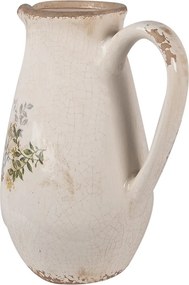 Béžový keramický džbán so žltými kvetmi M - 17*13*22 cm