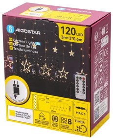 Aigostar - LED vonkajší vianočný reťaz 120xLED/6W/230V/8 funkcií 3x0,6m IP44 teplá biela + diaľkové ovládanie