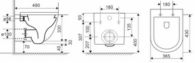 Mereo Mereo, WC závesné kapotované, Smart Flush RIMLESS, 495x360x370, keramické, vr. sedátka CSS115SN, MER-VSD82T2