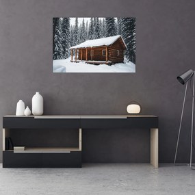 Obraz - Zasnežená chata (90x60 cm)