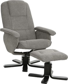 Polohovacie kreslo s taburetom Helga,  šedá látka