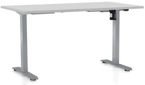Výškovo nastaviteľný stôl OfficeTech A, 140 x 80 cm, sivá podnož, svetlo sivá