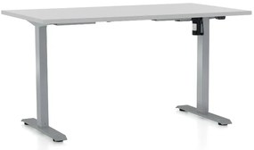 Výškovo nastaviteľný stôl OfficeTech A, 140 x 80 cm, sivá podnož, svetlo sivá