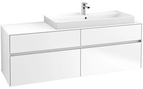 VILLEROY &amp; BOCH Collaro závesná skrinka pod umývadlo na dosku (umývadlo vpravo), 4 zásuvky, s LED osvetlením, 1600 x 500 x 548 mm, White Matt, C030B0MS