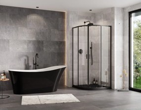 Besco Štvrťkruhový sprchový kút ZARYA BLACK HR 80x80 (90x90) + vanička AXIM SE čierna BESCO-Rozmery: 90x90
