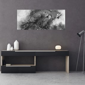 Obraz - Akvareloví papagáje (120x50 cm)