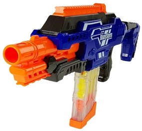 LEAN TOYS Puška na batérie s penovými nábojmi - modro-oranžová