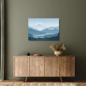 Sklenený obraz - Hory pohľadom grafika (70x50 cm)