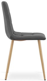 Set troch jedálenských stoličiek KARA zamatové, tmavosivé / hnedé nohy (3 ks)