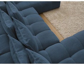 Tmavomodrá ženilková rozkladacia/s úložným priestorom rohová pohovka (pravý roh/do tvaru "U") Everest – Bobochic Paris