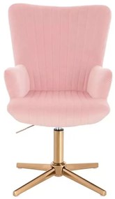 LuxuryForm DESIGN Kreslo AMADEO VELUR na zlatom kríži - ružové