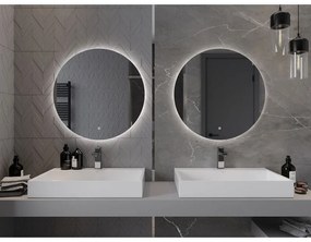 Mexen Erg, okrúhle LED podsvietené kúpeľňové zrkadlo 70 cm, 6000K, vykurovacia podložka proti zahmlievaniu, 9823-070-070-611-00