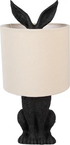 Čierna stolná lampa králik s bielym tienidlom Rabbi - Ø 20*43 cm