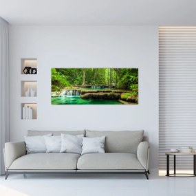 Obraz - Zelený vodopád (120x50 cm)