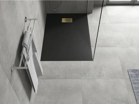 Mexen Hugo, obdĺžniková sprchová vanička SMC 110 x 80 cm, čierna, zlatá krytka, 42708011-G