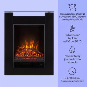 Klarstein Studio-5, elektrický krb, teplovzdušný ventilátor, 900/1800 W, diaľkové ovládanie, čierny