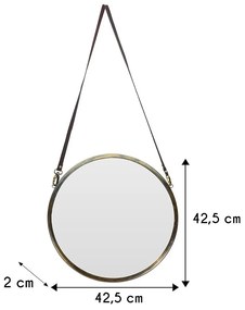 Okrúhle zrkadlo na koženom popruhu 42 cm