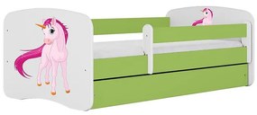 Detská Posteľ. Babydreams+Sz+M Zelená 70x140 Jednorožec