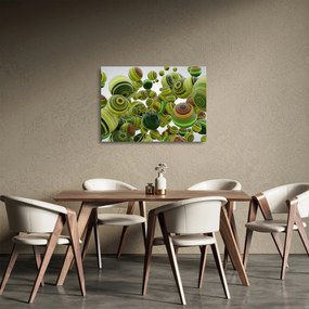 Sklenený obraz pruhovaných gúľ (70x50 cm)